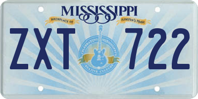 MS license plate ZXT722