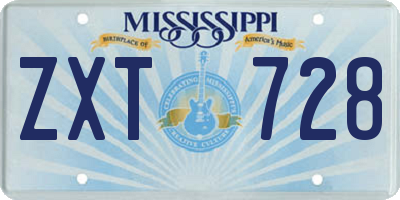 MS license plate ZXT728