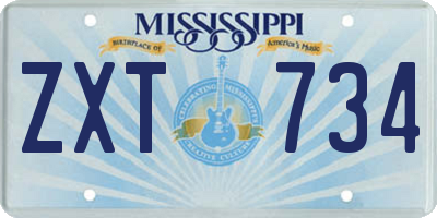 MS license plate ZXT734