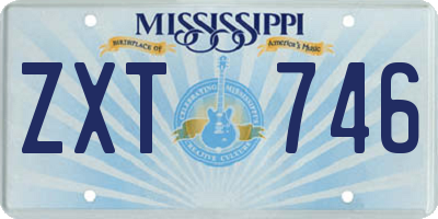MS license plate ZXT746