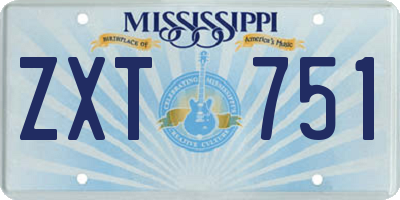 MS license plate ZXT751
