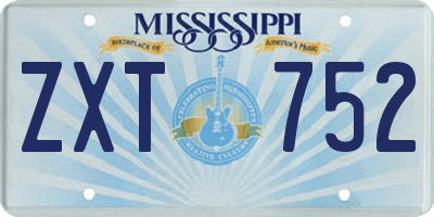 MS license plate ZXT752
