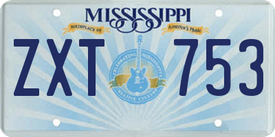 MS license plate ZXT753