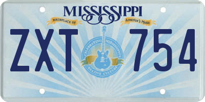MS license plate ZXT754