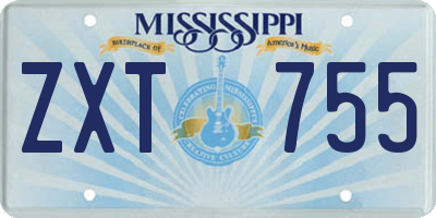 MS license plate ZXT755
