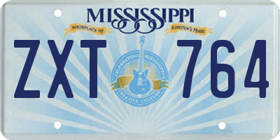 MS license plate ZXT764