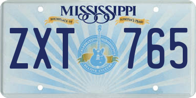 MS license plate ZXT765