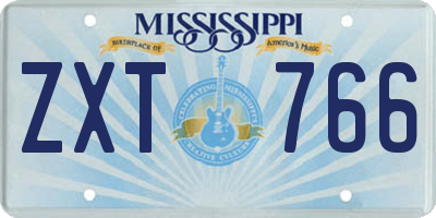 MS license plate ZXT766