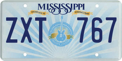 MS license plate ZXT767
