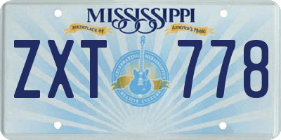 MS license plate ZXT778
