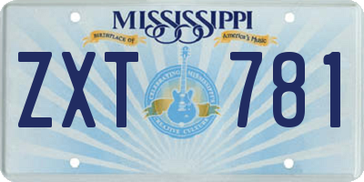 MS license plate ZXT781
