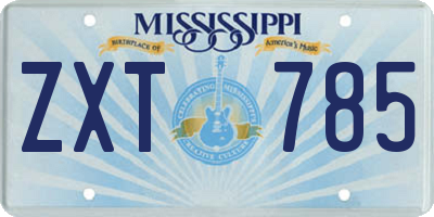 MS license plate ZXT785