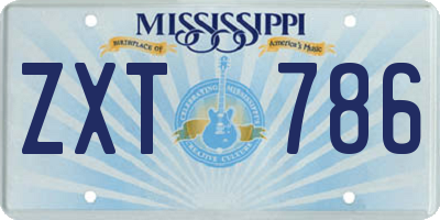MS license plate ZXT786
