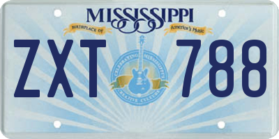 MS license plate ZXT788