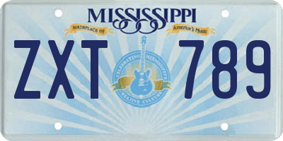 MS license plate ZXT789