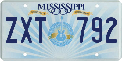 MS license plate ZXT792