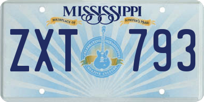 MS license plate ZXT793