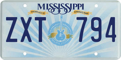 MS license plate ZXT794