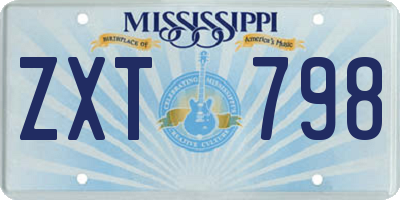 MS license plate ZXT798