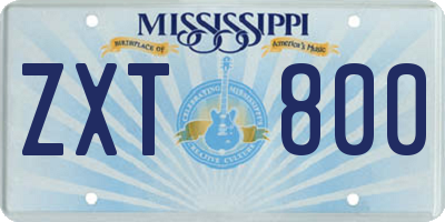 MS license plate ZXT800