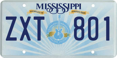 MS license plate ZXT801