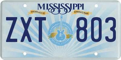 MS license plate ZXT803