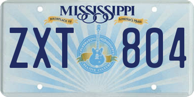 MS license plate ZXT804