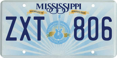MS license plate ZXT806