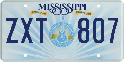 MS license plate ZXT807