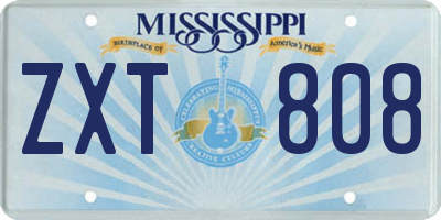 MS license plate ZXT808