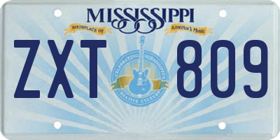 MS license plate ZXT809
