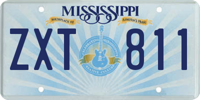 MS license plate ZXT811
