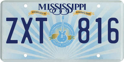 MS license plate ZXT816