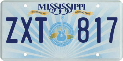MS license plate ZXT817