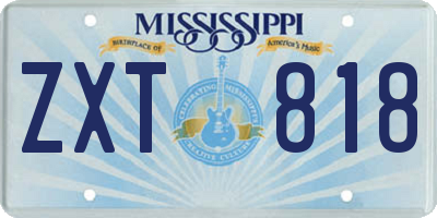 MS license plate ZXT818