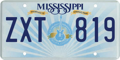 MS license plate ZXT819
