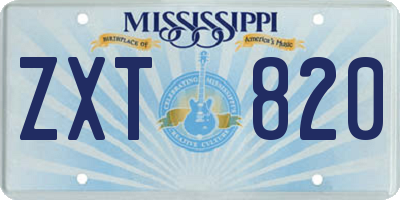 MS license plate ZXT820