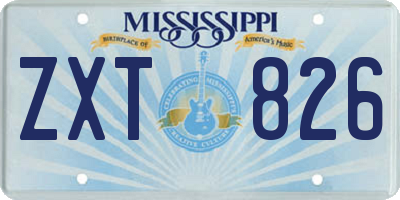 MS license plate ZXT826