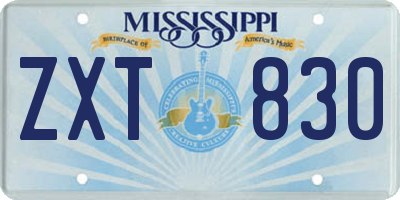 MS license plate ZXT830