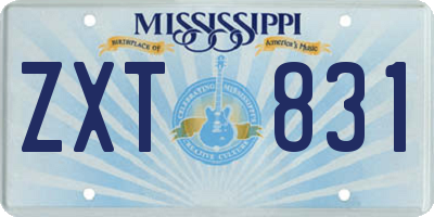 MS license plate ZXT831