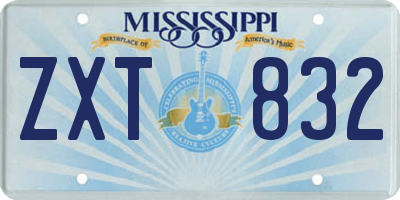 MS license plate ZXT832