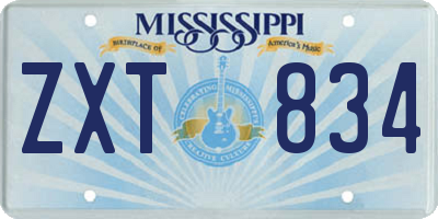 MS license plate ZXT834