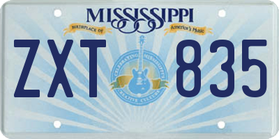 MS license plate ZXT835