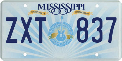 MS license plate ZXT837