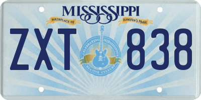 MS license plate ZXT838