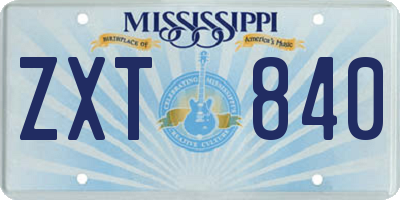MS license plate ZXT840
