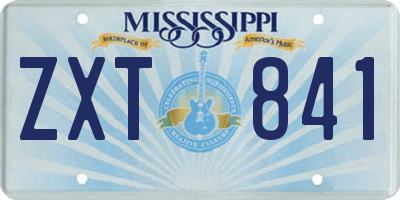 MS license plate ZXT841