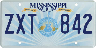 MS license plate ZXT842
