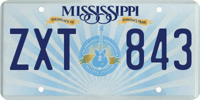 MS license plate ZXT843