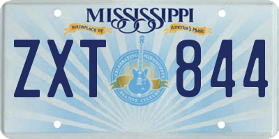 MS license plate ZXT844